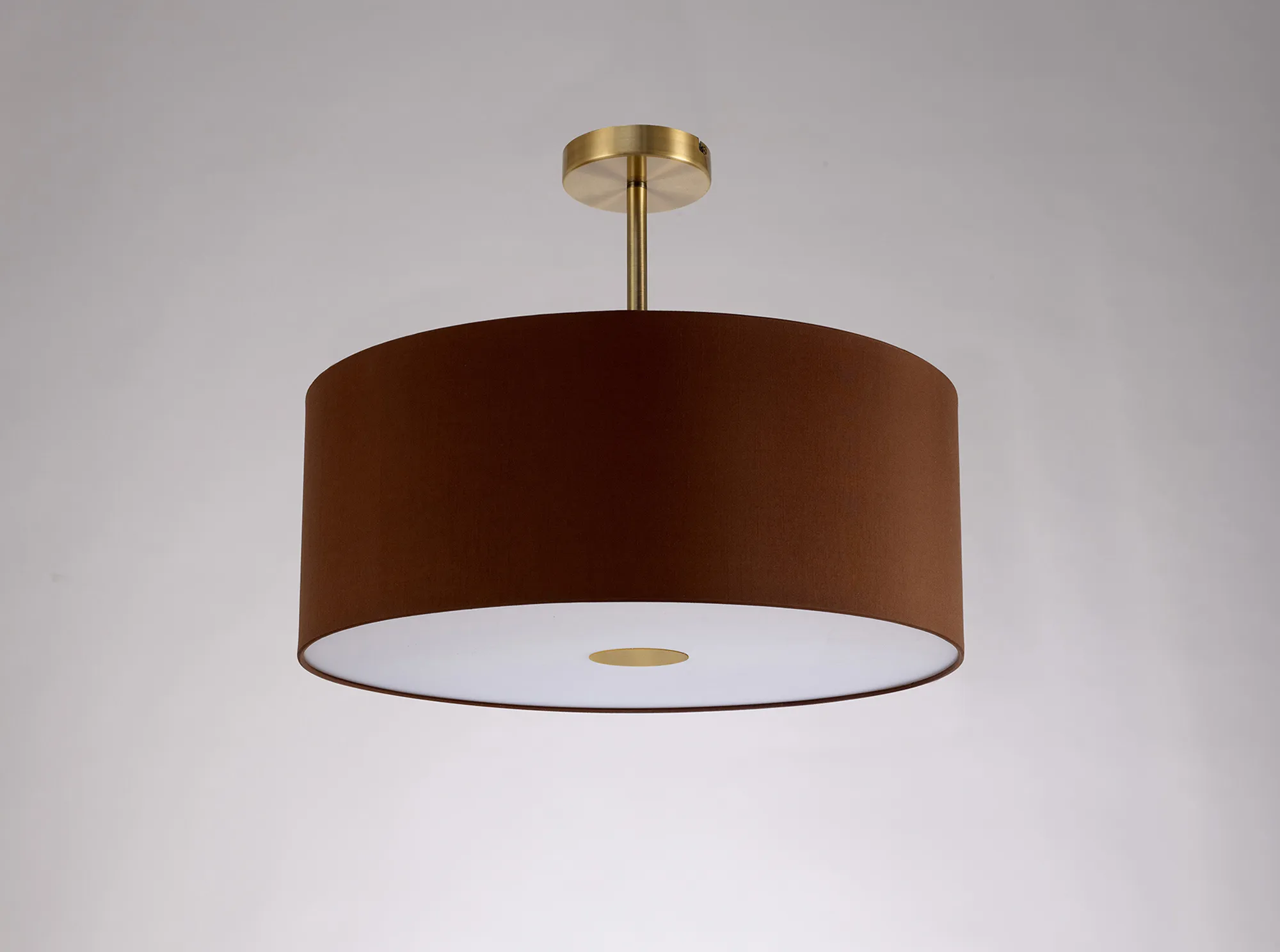 Baymont 50cm Semi Flush 1 Light Antique Brass, Raw Cocoa/Grecian Bronze, Frosted Diffuser DK0186  Deco Baymont AB RC